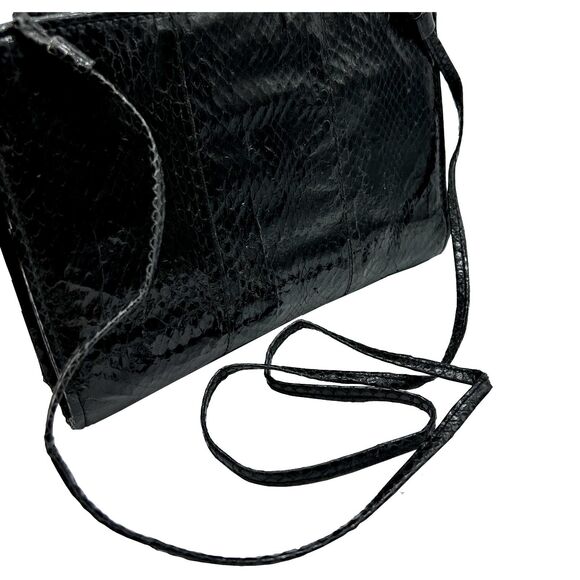 1960's Black Snakeskin Evening Bag - Picture 3 of 6